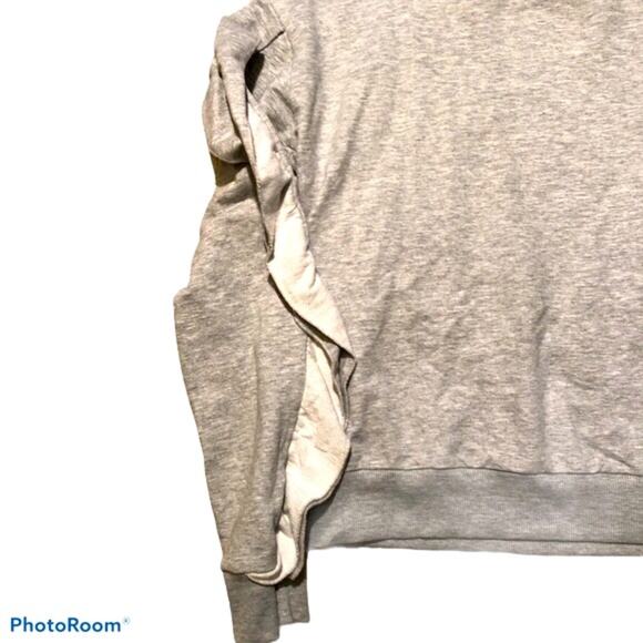 Farrow Crewneck Top Women’s Large Grey Ruffle Sleeve Sweatshirt Shirt Boxy - Picture 4 of 4